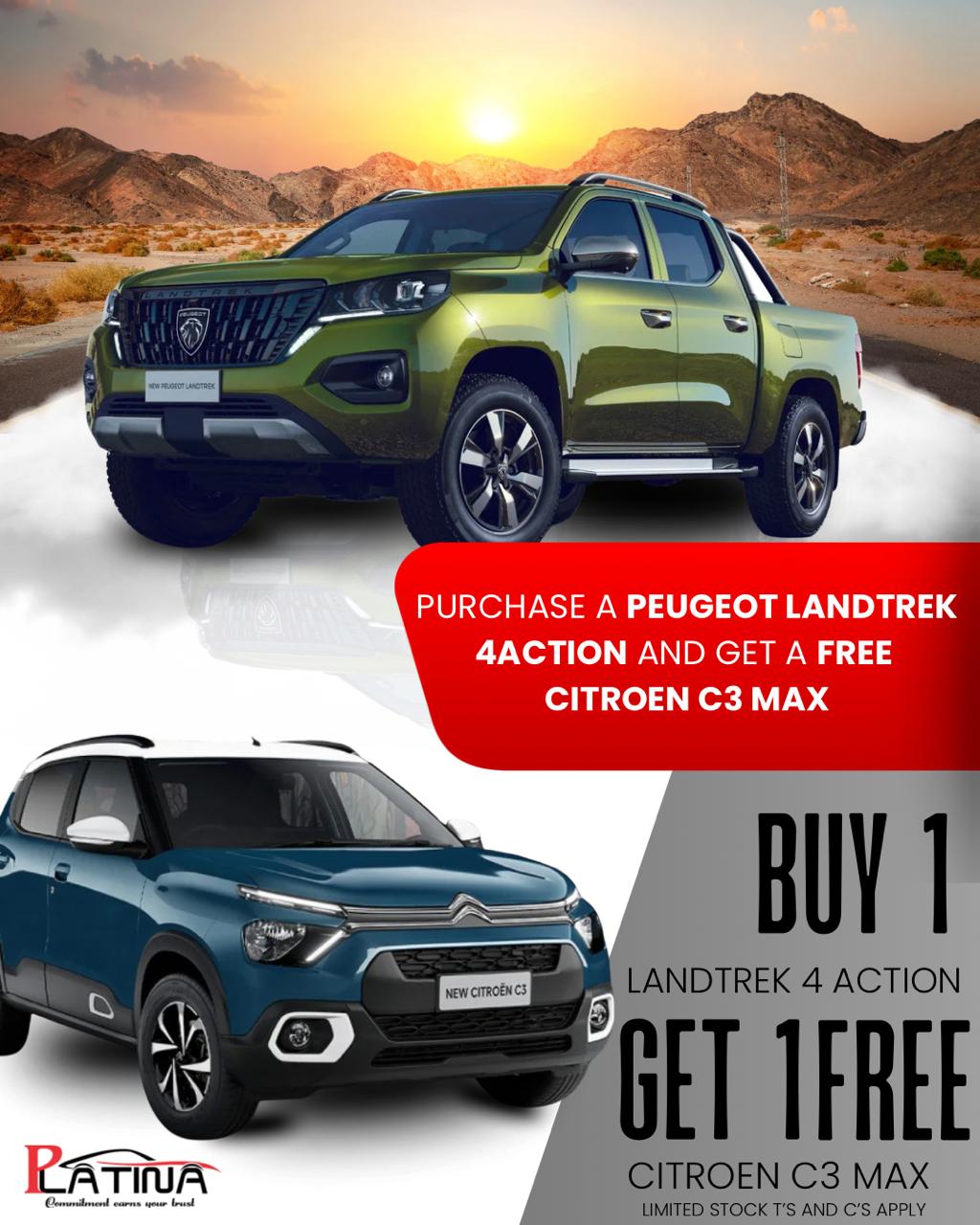 BUY 1 LANDTREK 4 ACTION GET 1 FREE CITROEN C3 MAX image from Platina Group