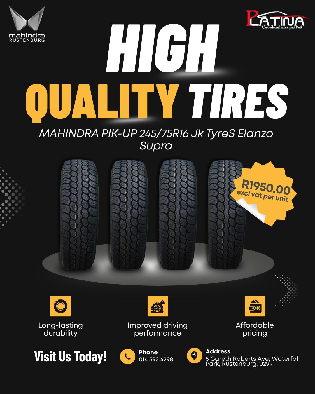 Mahindra PikUp Tyres image from Platina Group